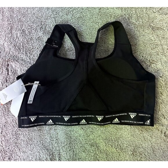 adidas Women's Bra Black 2X Powerreact Training Padded Sports Bra (HC7492) New - Picture 8 of 13